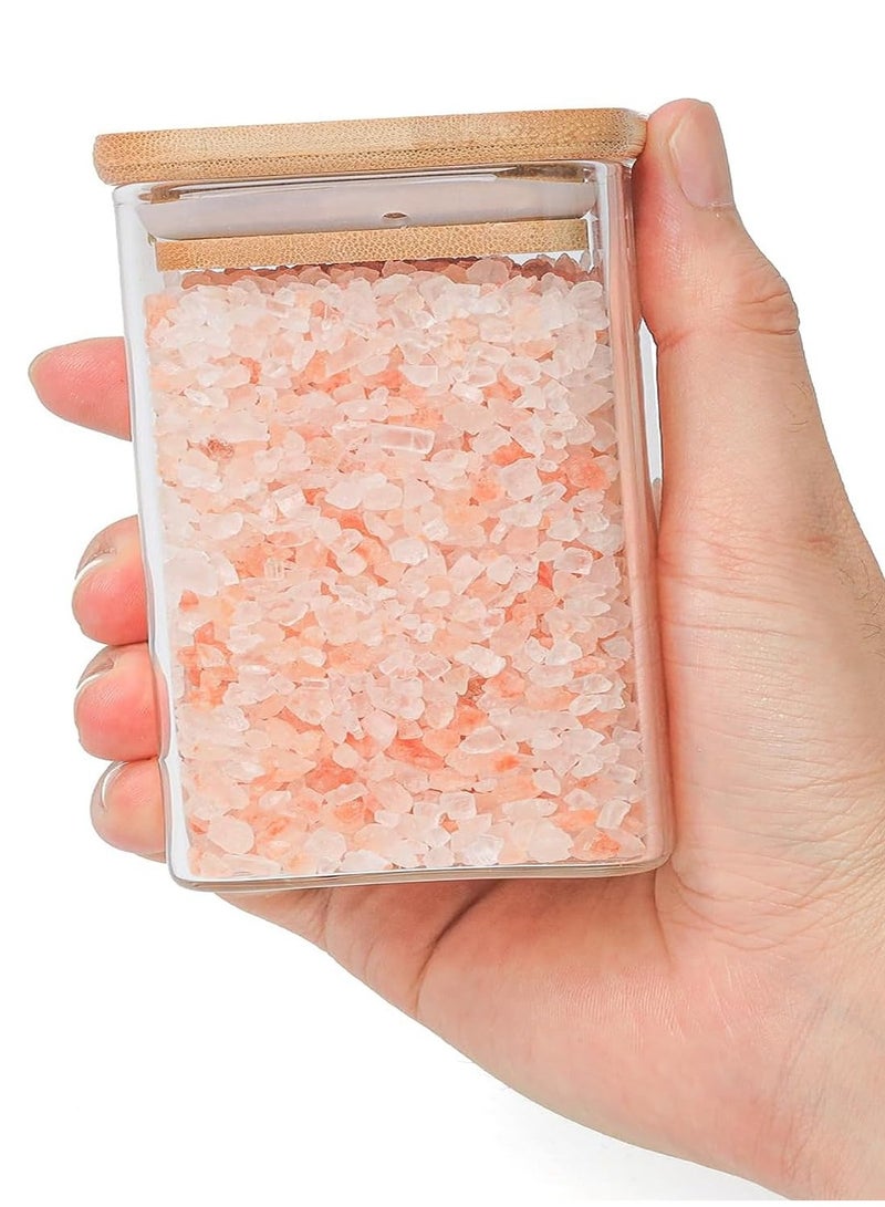 تايكوم مجموعة برطمانات زجاجية 500 مل، حاويات تخزين حبوب الطعام والتوابل للمطبخ المنزلي، برطمانات تخزين الطعام مع ملصقات، علامة، مربع 8 * 10 سم 8 قطع مع غطاء من الخيزران. - Image 4