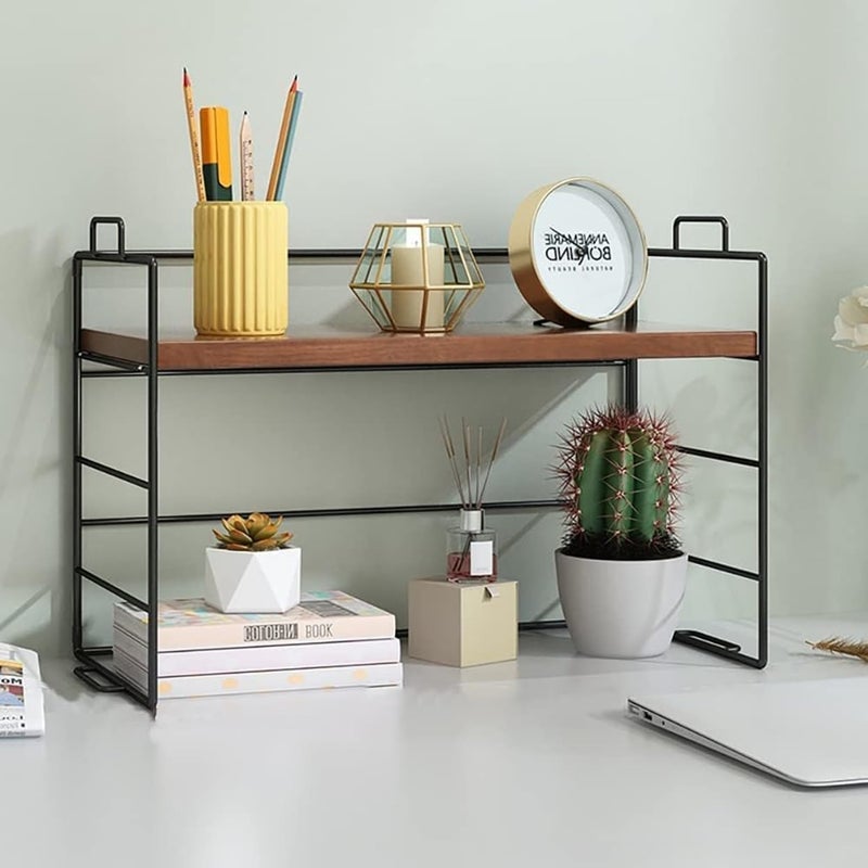 Kiwilon Desk Organizer for Office Table I Standing Shelf Unit I MultiPurpose Countertop Kitchen Rack I Study Table Shelf I Adjustable Storage Organiser I Stackable Countertop Stand - Image 1