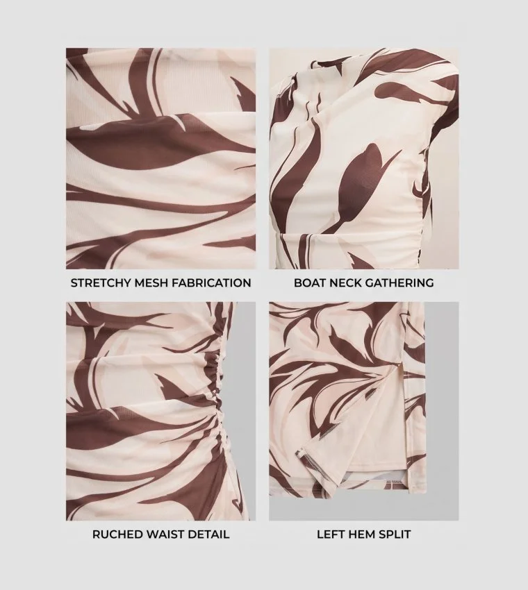 فورايفر نيو Emery Ruched Mesh Dress