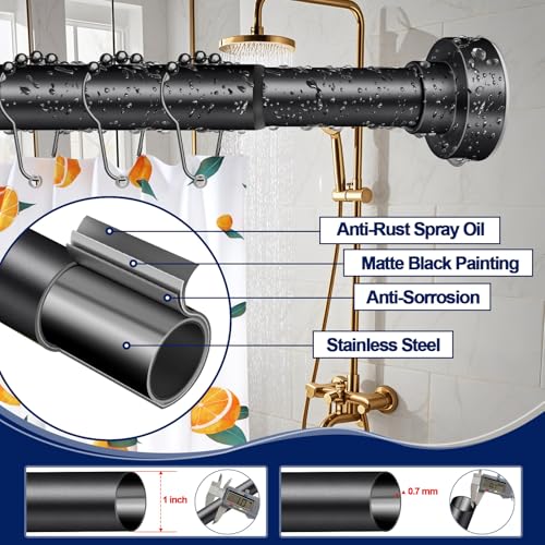YNL Shower Curtain Rod 3496 Inches NonSlip Never Rust No Drill Spring Tension Curtain Rod for Bathroom Window Stainless Steel Matte Black - Image 3