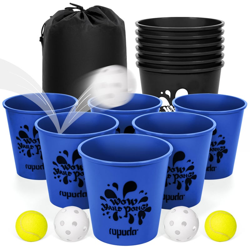 ropoda Giant Yard PongYard Games with Durable Buckets and Balls Outdoor Game with Carry Bag for The BeachLawn Great Gift Choice for FamiliesBlue and Black - Image 2