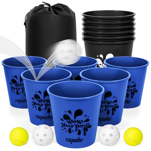 ropoda Giant Yard PongYard Games with Durable Buckets and Balls Outdoor Game with Carry Bag for The BeachLawn Great Gift Choice for FamiliesBlue and Black - Image 1