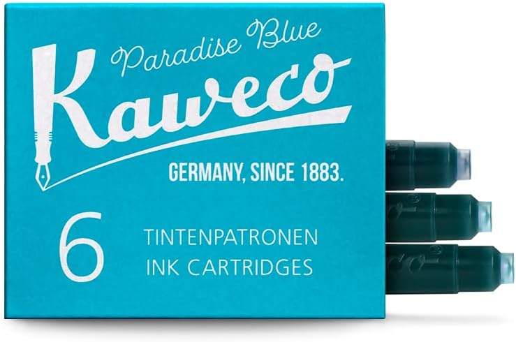 Kaweco Kaweco Fountain Pen Ink Cartridge Turquoise Short International Size Pack of 6 Made in Germany  - Image 1