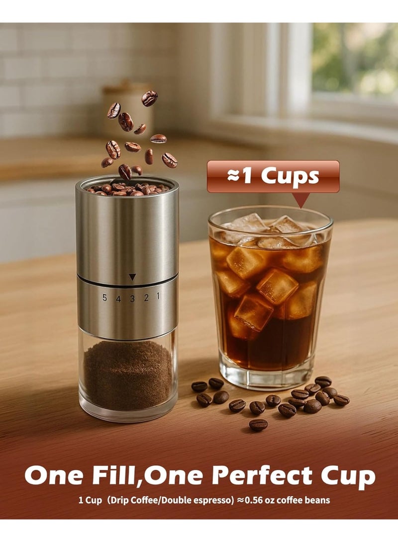 Manual Stainless Steel Coffee Grinder for Espresso,French Press,5 Adjustable Settings,Hand Maker with Built-In Burr,For Home Use and Camping Travel,Coffee Bean Grinders With Hand Crank - Image 4