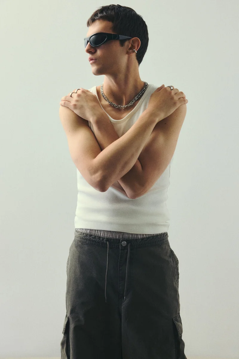 H&M Loose Fit Washed cargo trousers