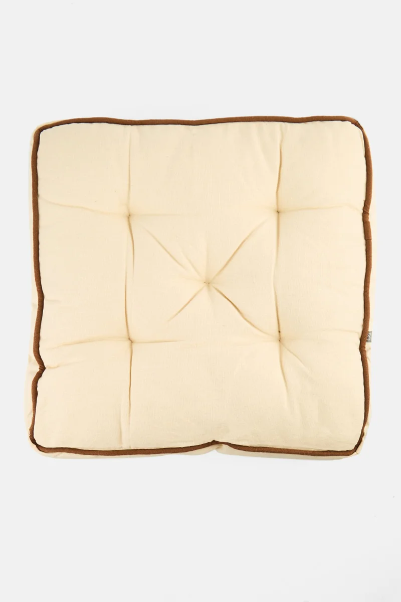 Muy Mucho Piping Contrast Floor Cushion, Cream
