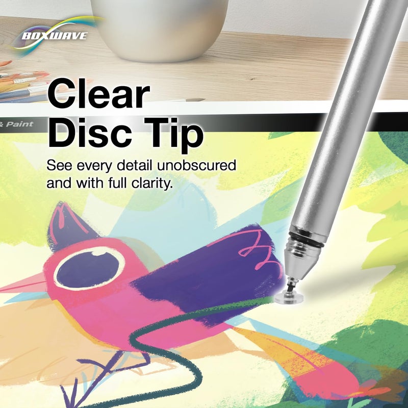 BoxWave Stylus Pen Compatible with ASUS Chromebook Flip C433 - FineTouch Capacitive Stylus, Super Precise Stylus Pen - Metallic Silver - Image 5
