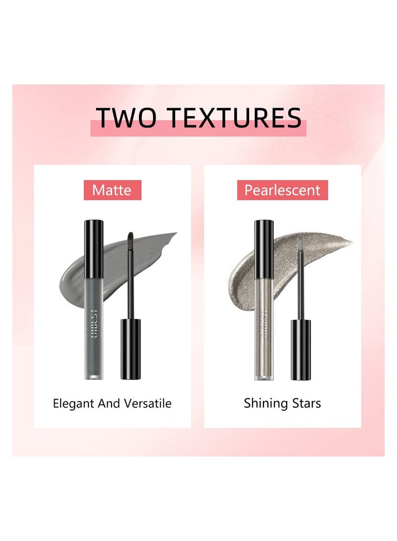 KASTWAVE Liquid Matte Eyeshadow Set , Cool Toned Black Grey White Silver Smokey Eyeshadow Stick, Waterproof Quick Drying High-pigmented Longlasting Eye Shadow, 9 Color - Image 4