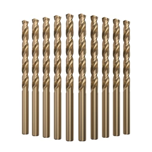 LU&MN M35 Cobalt HSS Jobber Length Twist Drill Bit with Straight Shank, Heavy Duty, Drilling for Cast Iron, Heat-Treated Steel, Stainless Steel and Other Hard Materials, 10 pcs, 1/4" - Image 1