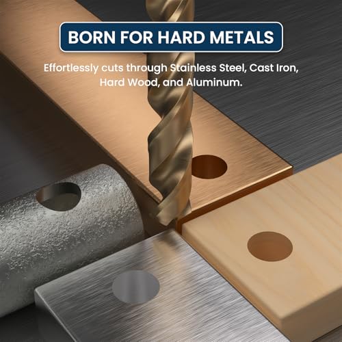 LU&MN M35 Cobalt HSS Jobber Length Twist Drill Bit with Straight Shank, Heavy Duty, Drilling for Cast Iron, Heat-Treated Steel, Stainless Steel and Other Hard Materials, 10 pcs, 1/4" - Image 5