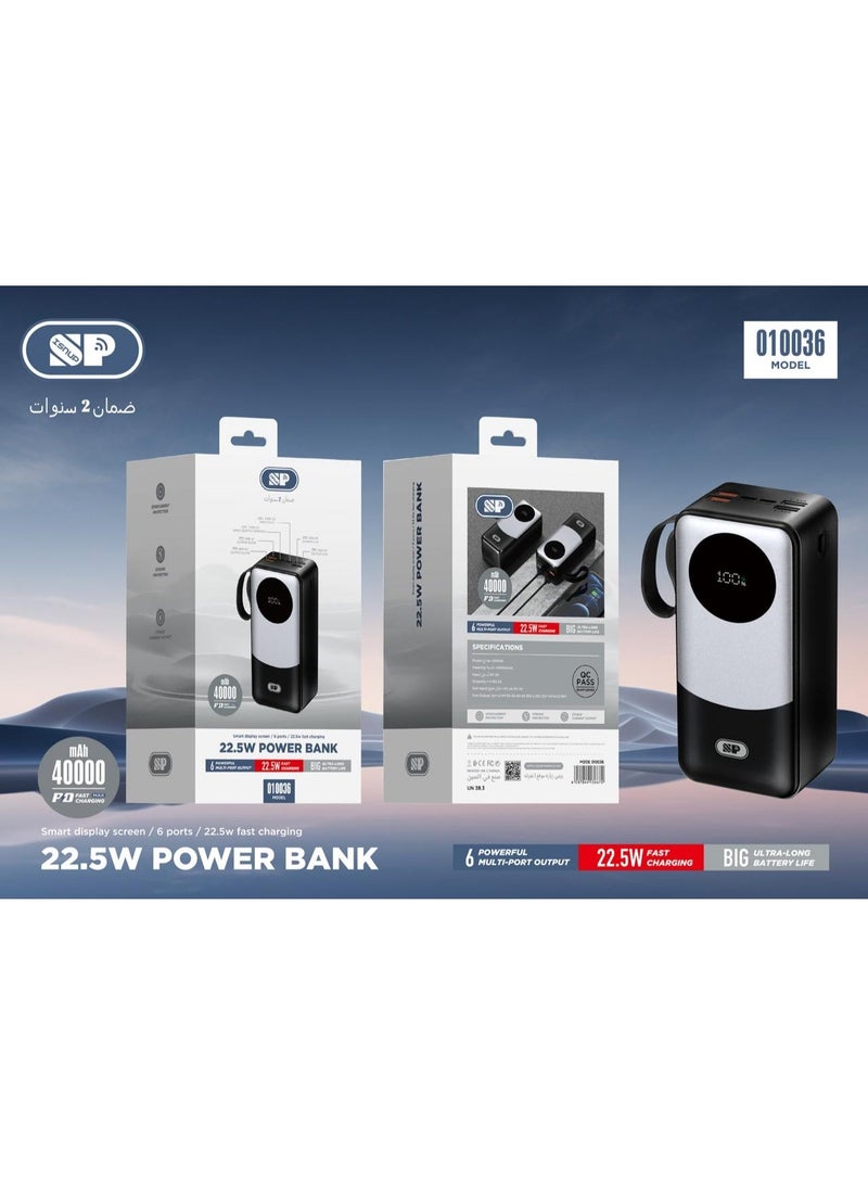 SP Power Bank 40000 (PD 22.5W + 4 USB) with screen - Image 3