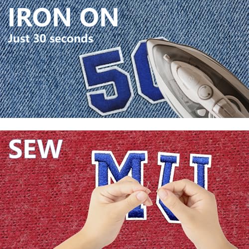 Cazzon Letter and Number Iron On Patches, A-Z Alphabet and Numbers 0-9 Embroidery Applique Patch, DIY Decorative Heat Press Patches for Clothing Jeans Jackets Backpacks Hats (Blue 72 Pcs) - Image 4