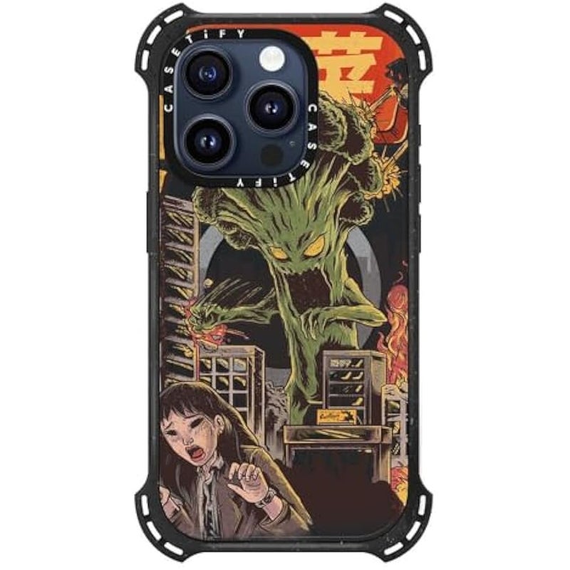 Casetify Bounce iPhone 15 Pro Case 【6X Military Grade Drop Tested / 21.3ft Drop Protection/Compatible with Magsafe】 - Broccozilla - Triple Black - Image 2