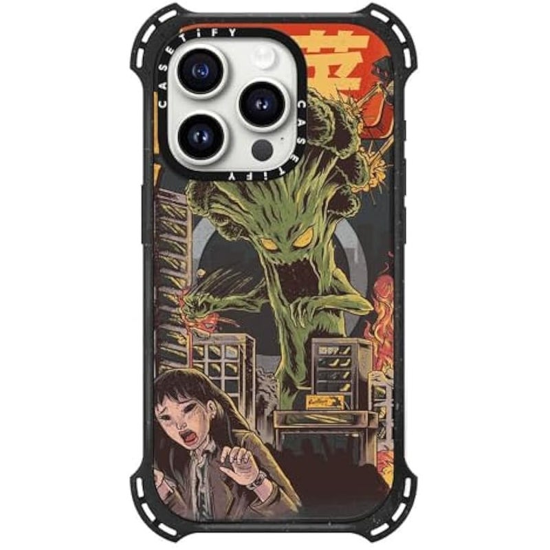 Casetify Bounce iPhone 15 Pro Case 【6X Military Grade Drop Tested / 21.3ft Drop Protection/Compatible with Magsafe】 - Broccozilla - Triple Black - Image 3