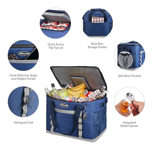 Maelstrom Collapsible Soft Sided Cooler - 75 Cans Extra Large Lunch Cooler Bag Insulated Leakproof Camping Cooler, Portable for Grocery Shopping, Camping, Tailgating and Road Trips，Blue - Image 2