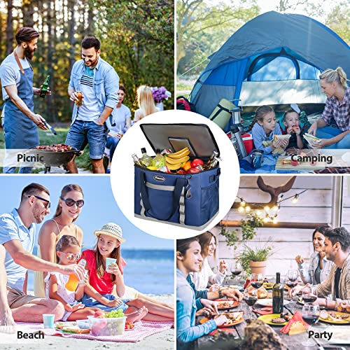 Maelstrom Collapsible Soft Sided Cooler - 75 Cans Extra Large Lunch Cooler Bag Insulated Leakproof Camping Cooler, Portable for Grocery Shopping, Camping, Tailgating and Road Trips，Blue - Image 3