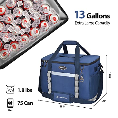 Maelstrom Collapsible Soft Sided Cooler - 75 Cans Extra Large Lunch Cooler Bag Insulated Leakproof Camping Cooler, Portable for Grocery Shopping, Camping, Tailgating and Road Trips，Blue - Image 5
