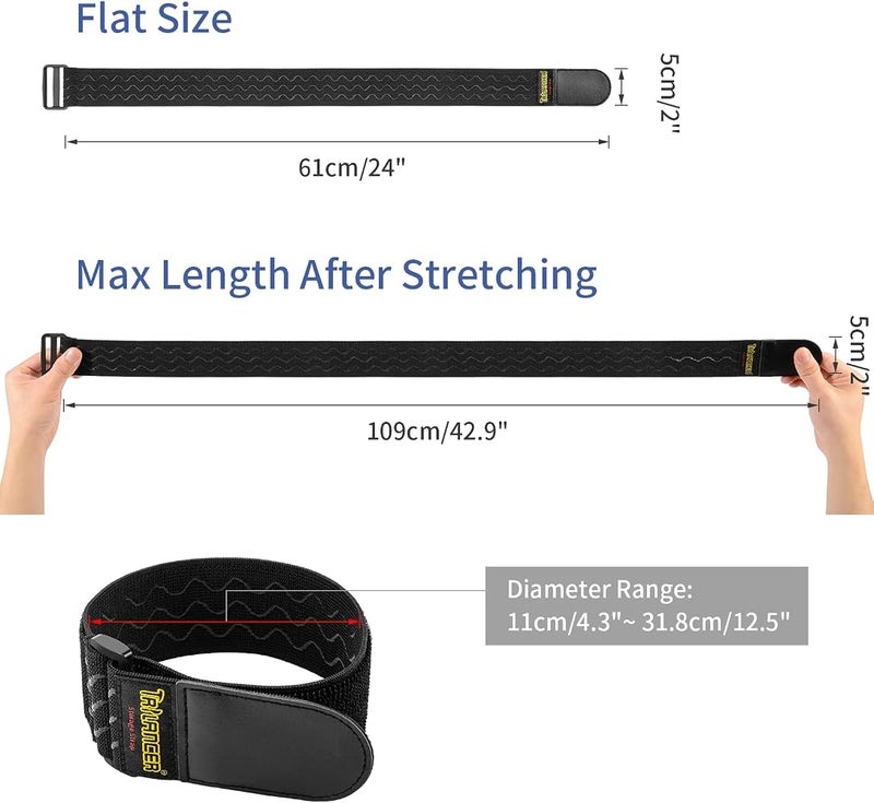 Trilancer Elastic Cinch Straps with Anti-Slip Strips, 61 cm x 5 cm (4 Pack) - Image 2