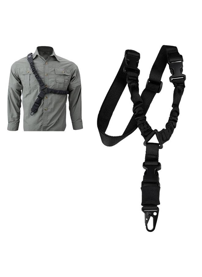 Thoraya American Style Single Point Shoulder Strap Nylon Webbing Sling with Buckles for Outdoor Sports Black  - Image 2