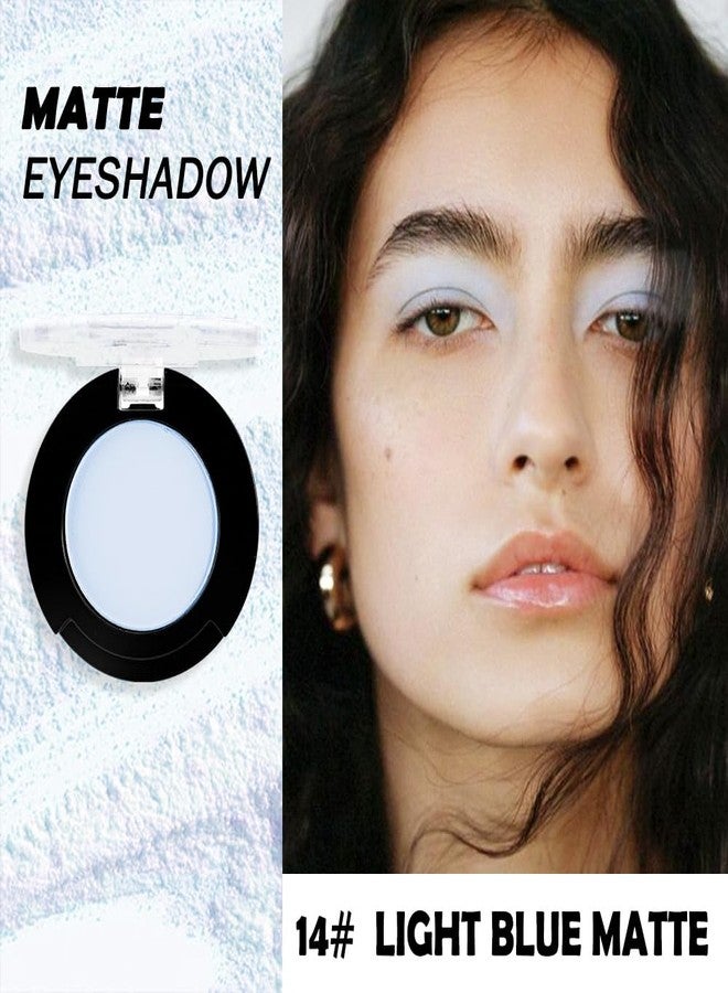 HHLTOH Light White Blue Single Matte Eyeshadow Makeup, Cream to Powder Monochrome Eye Shadow for Older Women, Daily Evening Girls Eyeshadow Palette Gift, sombras para ojos, Mini Vegan Travel Eye, #14 - Image 2