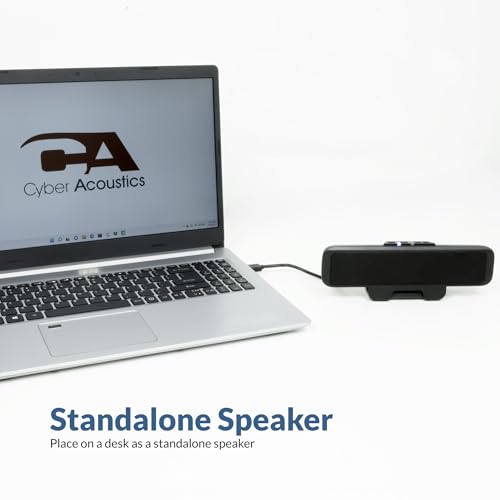 Cyber Acoustics سماعة بار USB وبلوتوث من سايبر أكوستكس (CA-2890BT) – سماعة تعمل بالطاقة من USB مع ميكروفون لجهاز الكمبيوتر وبلوتوث للاتصال في نفس الوقت بالهواتف الذكية، تثبت على الشاشة، تحكم مريح - Image 5