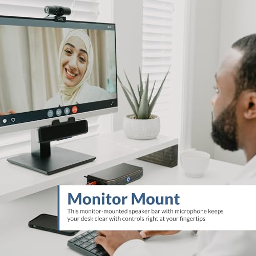 Cyber Acoustics سماعة بار USB وبلوتوث من سايبر أكوستكس (CA-2890BT) – سماعة تعمل بالطاقة من USB مع ميكروفون لجهاز الكمبيوتر وبلوتوث للاتصال في نفس الوقت بالهواتف الذكية، تثبت على الشاشة، تحكم مريح - Image 2