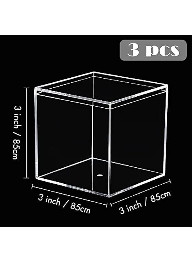 Arabest Acrylic Boxes for Display 3 Pack Clear Plastic Square Cube, 3.3x3.3x3.3Inch/85x85x85mm Small Acrylic Box with Lid, Candy Pill and Tiny Jewelry Storage Boxes Organize Containers - Image 5