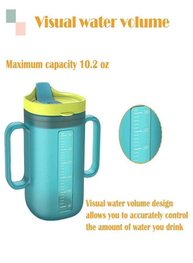 JFGLORIX Spill Proof Sippy Cups for Seniors & Adults -10.2oz(300ml) Non-Spill Cups with 2 Handles & Straw Lid, Elderly Drinking Cups for Patients, Disabled, Pregnant Women, Dishwasher Safe (Blue) - Image 5