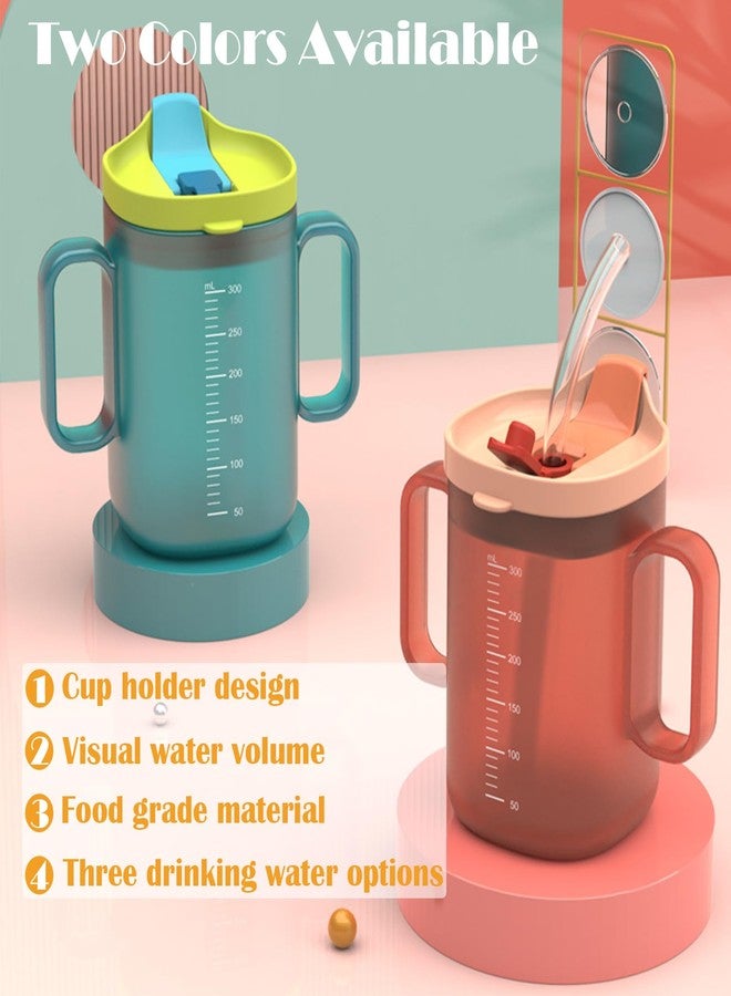 JFGLORIX Spill Proof Sippy Cups for Seniors & Adults -10.2oz(300ml) Non-Spill Cups with 2 Handles & Straw Lid, Elderly Drinking Cups for Patients, Disabled, Pregnant Women, Dishwasher Safe (Blue) - Image 2