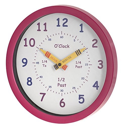 Unity Henley Children's Learn The Time Wall Clock, 10-Inch, Pink - Image 2