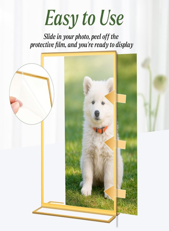 Alffun 20 Pack Gold Acrylic Sign Holders 5x7 Inch, Double Sided Vertical Stand Clear Picture Frames, Table Menu Display Holders for Wedding Table Numbers, Restaurant Signs, Event and Office Photos - Image 3
