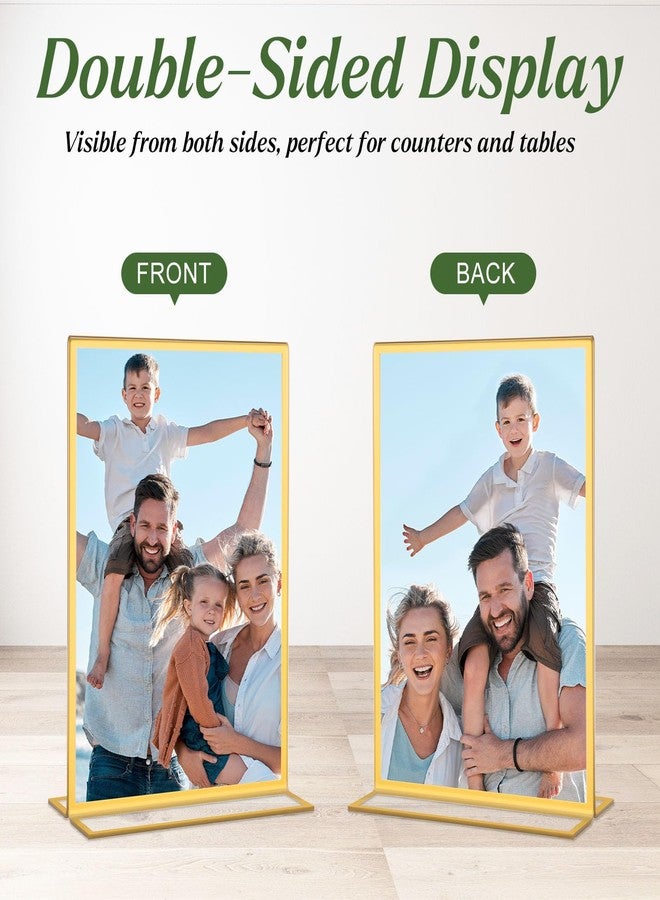 Alffun 20 Pack Gold Acrylic Sign Holders 5x7 Inch, Double Sided Vertical Stand Clear Picture Frames, Table Menu Display Holders for Wedding Table Numbers, Restaurant Signs, Event and Office Photos - Image 5