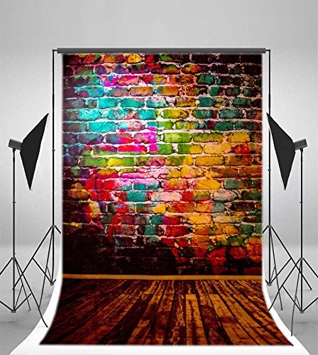 AOFOTO 4x6ft Graffiti Brick Wall Photography Background Grunge Colored Texture Backdrop Party Decoration Punk Music Rock Vocal Concert Trendy Hip Hop Stylish Art Portrait Photo Studio Props Wallpaper - Image 2