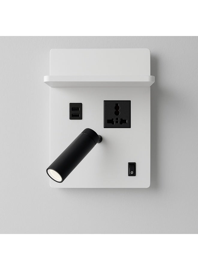 NERFA Smart Bedside Wall Panel with Wireless Charging & Back LED Light – White Frame - Image 2