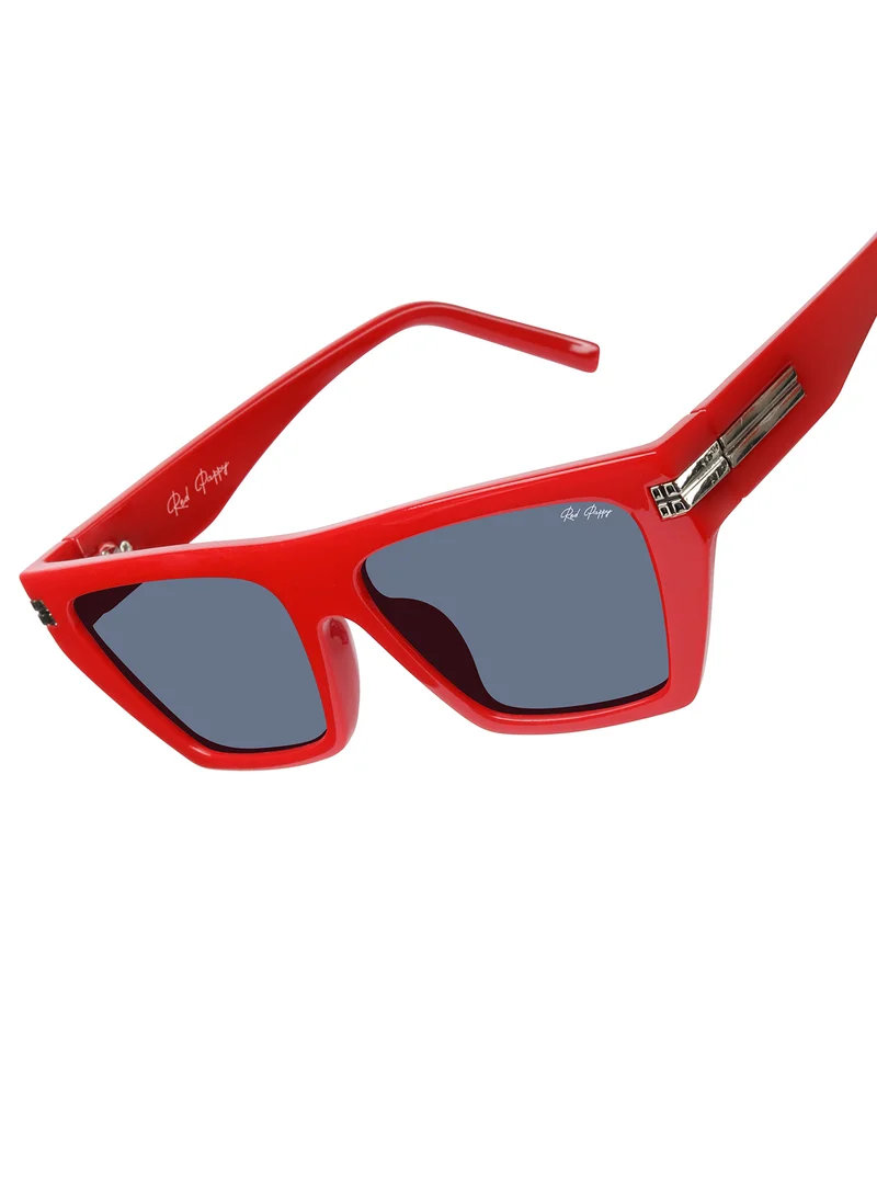 Woggles Red Pappy Velsun Black Rectangle Sunglasses