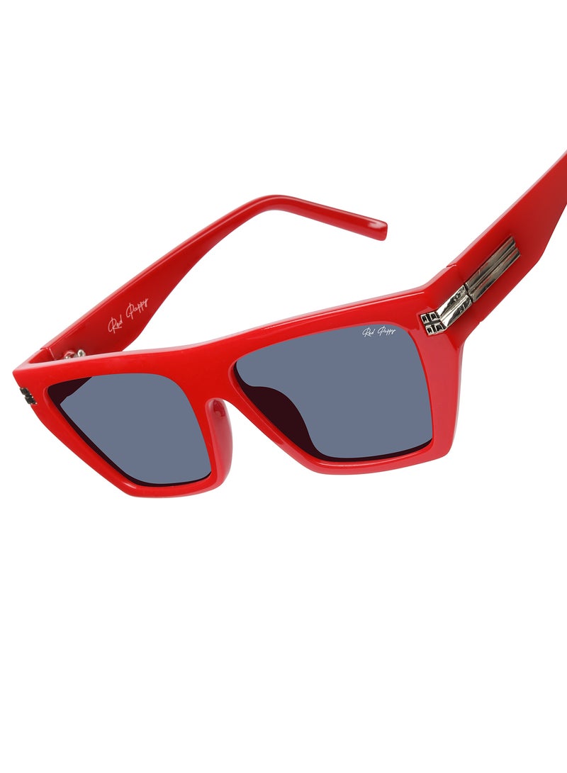Woggles Red Pappy Velsun Black Rectangle Sunglasses - Image 2