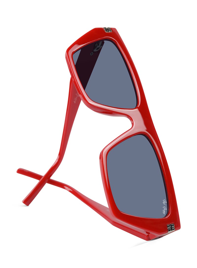 Woggles Red Pappy Velsun Black Rectangle Sunglasses - Image 5
