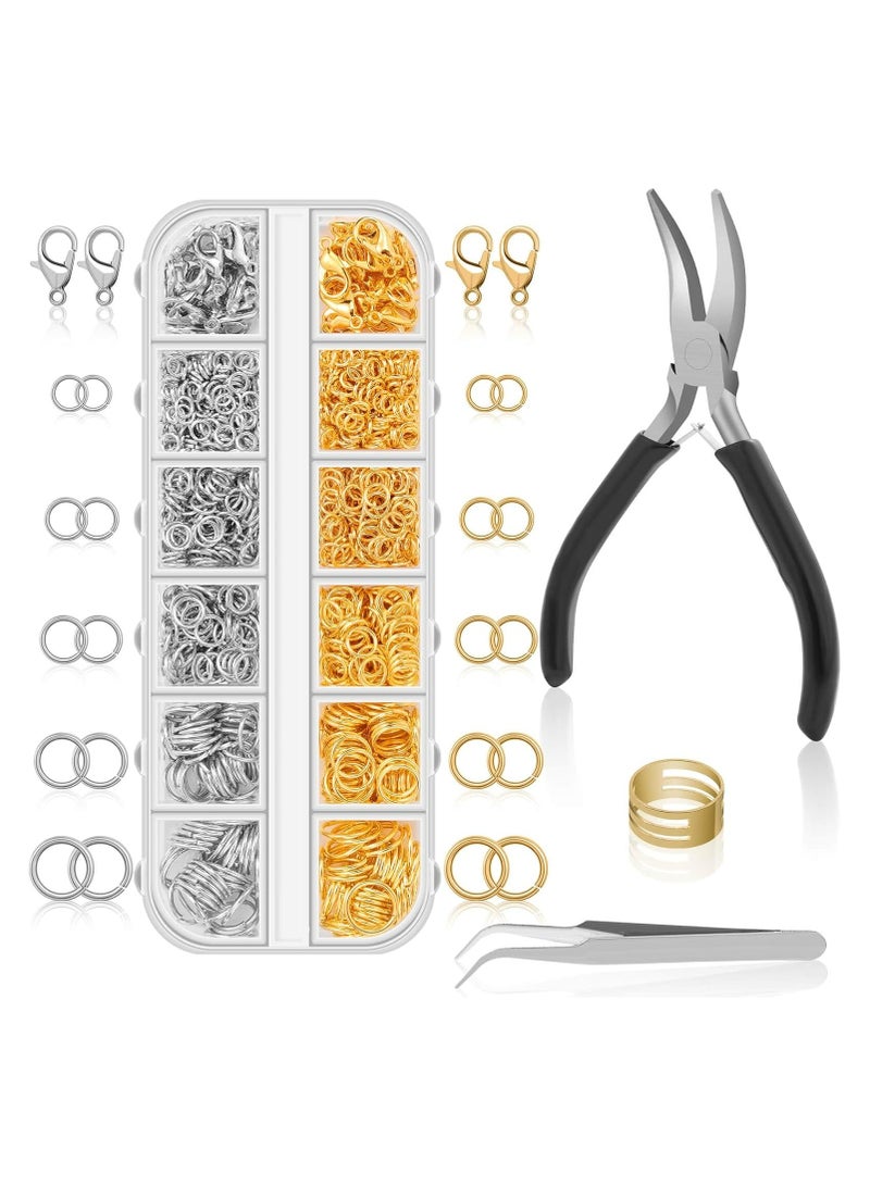 Fanski Jump Rings for Jewelry Making Supplies and Necklace Repair with Jump Ring Pliers and Open Jump Ring(1200Pcs Silver and Gold) - Image 1