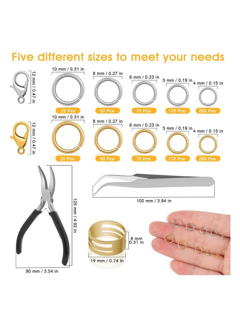 Fanski Jump Rings for Jewelry Making Supplies and Necklace Repair with Jump Ring Pliers and Open Jump Ring(1200Pcs Silver and Gold) - Image 2