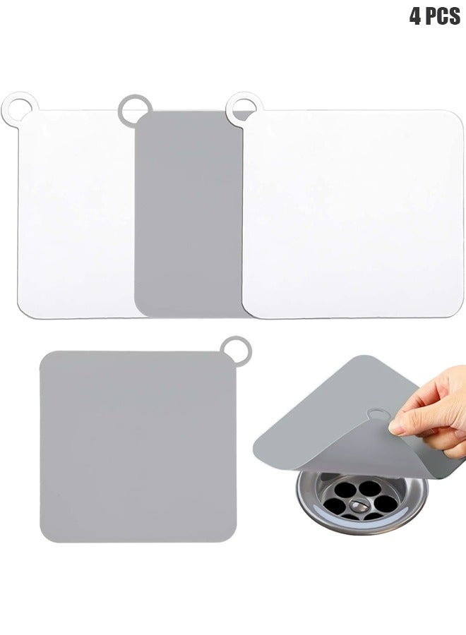 Tub Stopper Silicone Floor Drain Anti-Odor Mat, Silica Gel Drain Plugs, Anti-Odor Deodorizing Cover, Kitchen Seal, Sewer Deodorization 4PCS Suitable for Kitchen, Bathroom and Laundry
