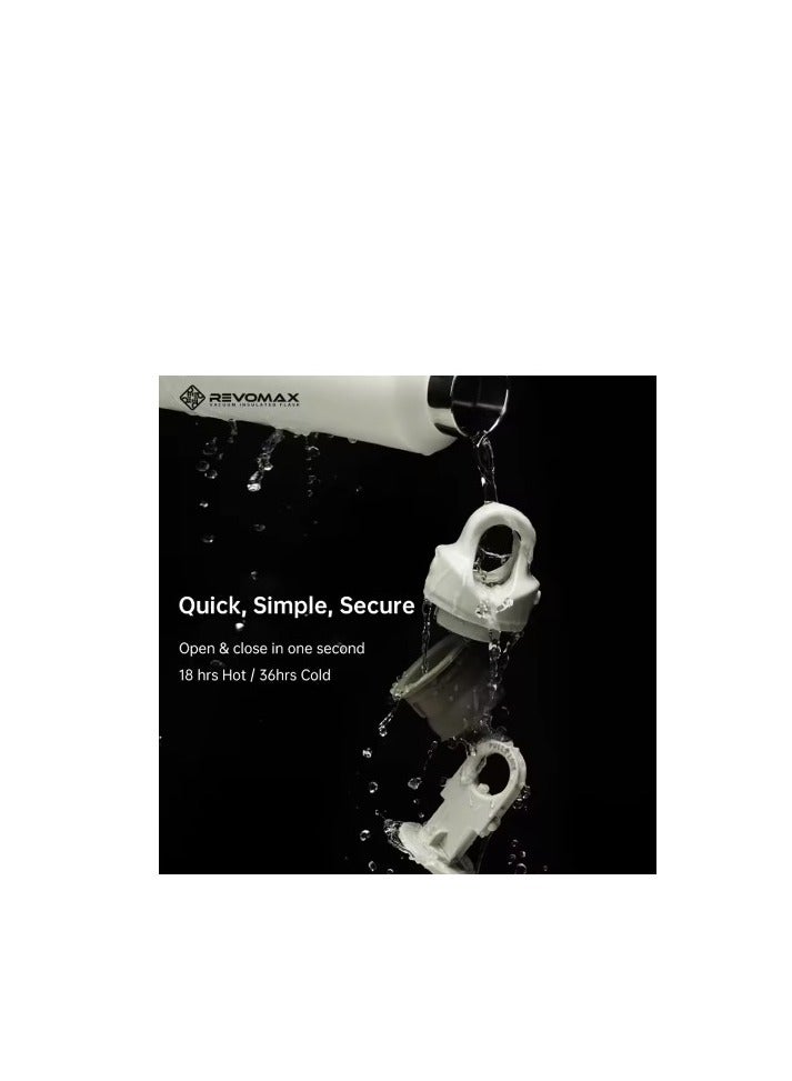 REVOMAX Threadless Vacuum Insulated Water Bottle Effortless One Hand Operation, TwistFree, No-Screw Design 36H Cold, 18H Hot Retention with Pressure Release Valve Matte White 592ML/20oz - Image 4