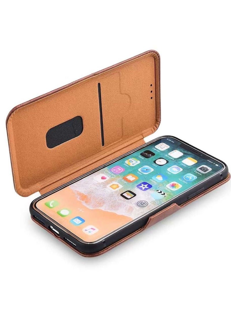 JSJM Protective Case Flip Cover For Apple iPhone 12 Pro Max Brown  - Image 1