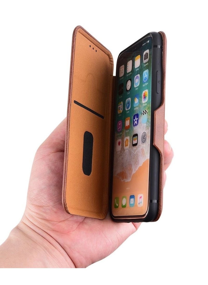 JSJM Protective Case Flip Cover For Apple iPhone 12 Pro Max Brown  - Image 3