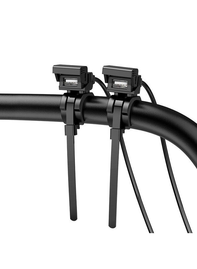 Hoco Z45A Motorcycle Charger, Dual USB 5V/2.4A Output, Waterproof USB-A Port, Handlebar Fixing Strap, 1.5m Cable, ABS+PC Material - Image 2