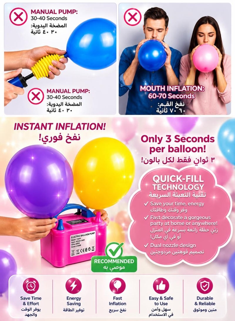 BKMax Electric Balloon Pump Automatic Two Nozzle Balloon Pump - Image 4