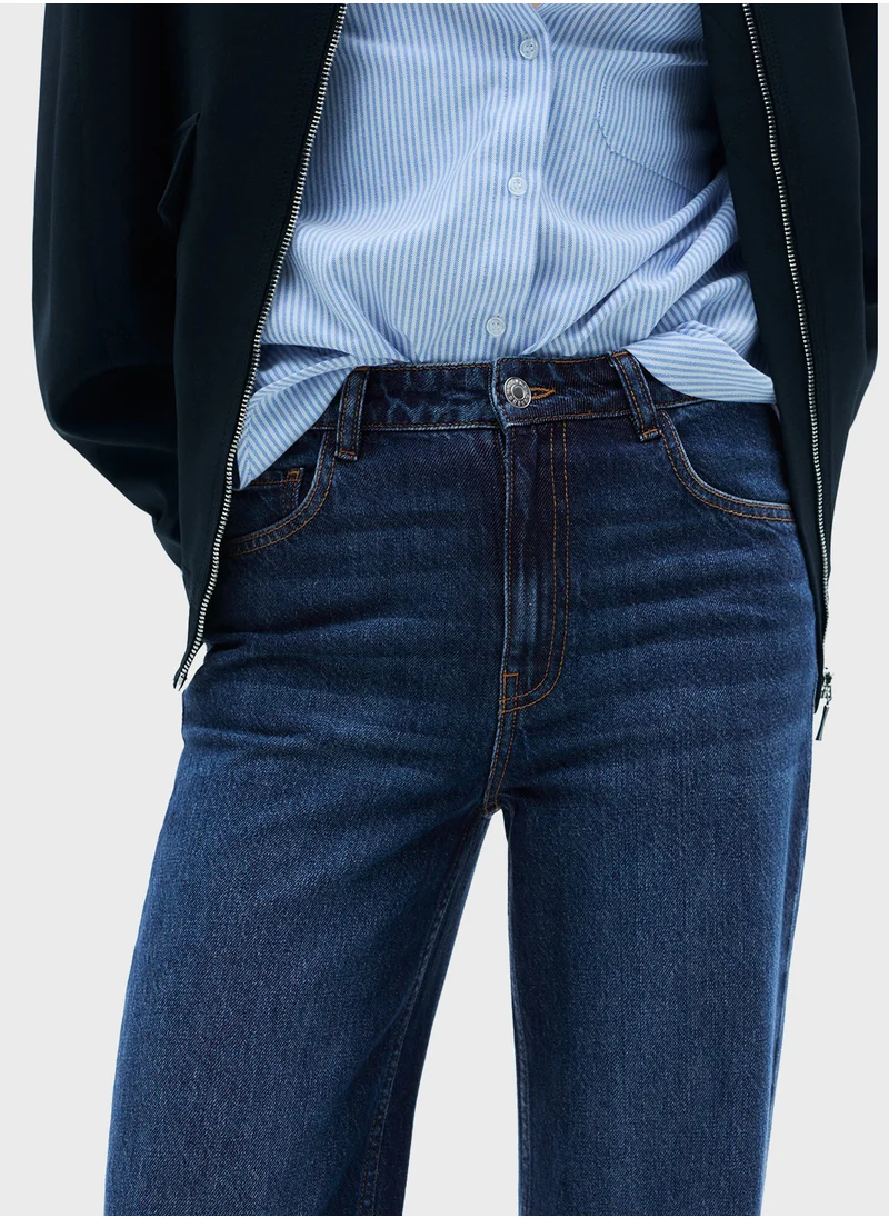 MANGO Danila Medium Rise Wideleg Jeans