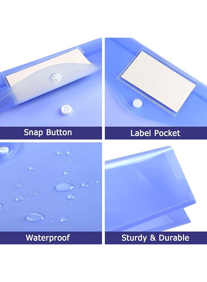 SAGREENY 6 Pack Clear Document Folders Plastic Envelopes Poly Envelopes File Envelopes With Label Pocket And Snap Button For Home Work Office Organization Letter Size A4 Size 6 Colors - Image 4