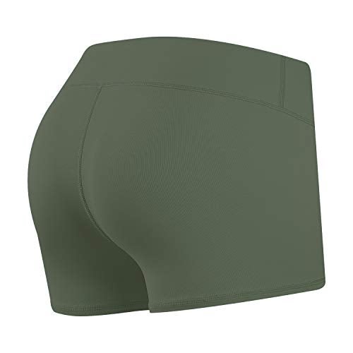 Tough Mode Women's 3" Athletic Workout Volleyball Running WOD Compression Shorts Army Green - Image 3