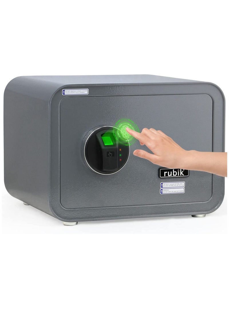 Rubik Safe Box with Biometric Fingerprint Lock A4 Document Size Safety Deposit Box for Home Office Shop RB25QC9 (25x35x28cm) Grey - Image 1