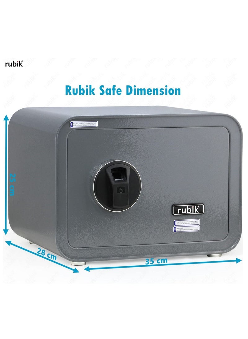 Rubik Safe Box with Biometric Fingerprint Lock A4 Document Size Safety Deposit Box for Home Office Shop RB25QC9 (25x35x28cm) Grey - Image 4
